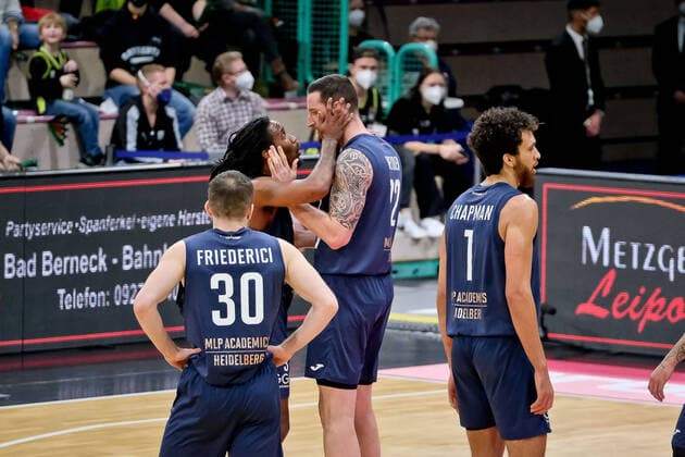 medi bayreuth MLP Heidelberg , Basketball, Bundesliga, BBL, Matchday 21, Season 2021 2022, 13 02 2022 22 Heyden, Phillipp MLP Heidelberg 3 Lowery, Robert MLP Heidelberg medi bayreuth MLP Heidelberg , Basketball, Bundesliga, BBL, Matchday 21, Season 2021 2022, 13 02 2022 Bayreuth Copyright: xEibner-Pressefoto ThorstenxOchsx EP_TOS