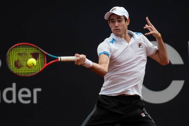 Rio Open 2022 RIO DE JANEIRO, RJ - 12.02.2022: RIO OPEN 2022 - Gustavo Heide (BRA in dispute with ) Miomir Kecmanovic (SRB) on the Guga Kuerten court for the qualify during Rio Open 2022 held at the Jockey Club Brasileiro that takes place from February 12 to 20, this Saturday (12), in Rio de Janeiro, RJ. (Photo: Celso Pupo Fotoarena) x2169404x  CelsoxPupo