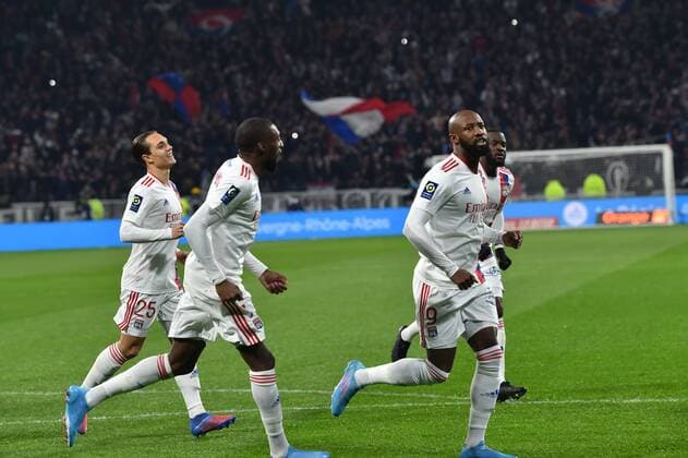 Joie de Moussa Dembele (lyon) et de ses coequipiers FOOTBALL: Olympique Lyonnais vs OGC Nice - Ligue 1 - 12 02 2022 FredericChambert Panoramic 