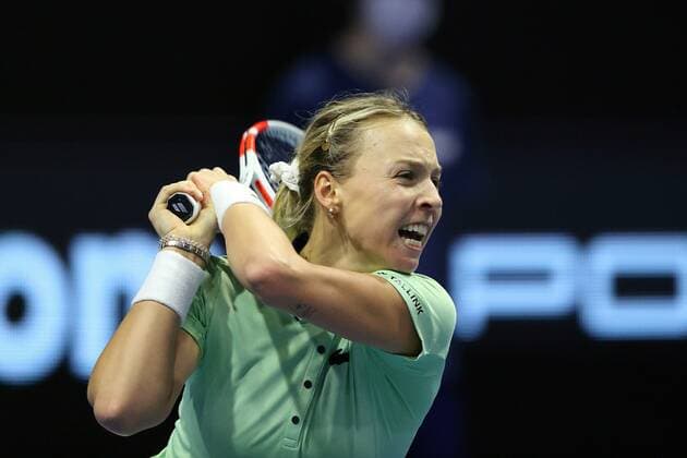 The Russian Federation. Saint Petersburg. Sibur Arena. Tennis. Elena Ostapenko from Latvia against Anett Kontaveit from Estonia during the St. Petersburg Ladies Trophy 2022. Anette Kontaveit. AlexanderxKulebyakin