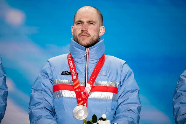 220213 Pal Golberg of Norway with his silver medal at the medal ceremony for men s cross country skiing 4 x 10 km relay during day 9 of the 2022 Winter Olympics on February 13, 2022 in Zhangjiakou Photo Jon Olav Nesvold BILDBYRAN COP 217 JE0041 olympic games olympics winter olympics os ol olympic games winter os olympic games peking peking 2022 beijing 2022 beijing 2022 olympic games beijing 2022 winter olympic games peking os beijing ol winter ol 9 bbeng norway,  Copyright: JONxOLAVxNESVOLD BB220213JE120