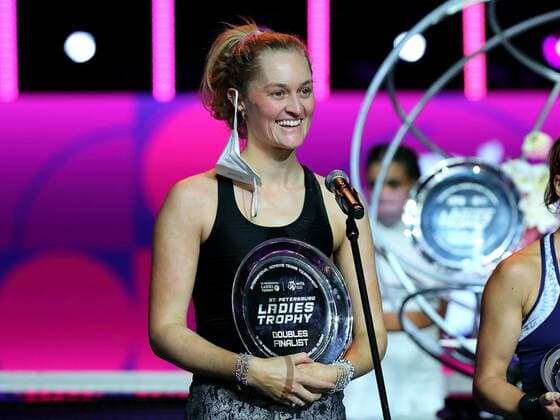 Tennis, WTA-Turnier in Sankt Petersburg, Doppel Finale, Rosolska, Routliffe - Kalinska, McNally The Russian Federation. Saint Petersburg. Sibur Arena. Tennis. St. Petersburg Ladies Trophy 2022. Double final. Alicia Rosolska, Erin Rutliff, Anna Kalinska, Kathy McNally. AlexanderxKulebyakin