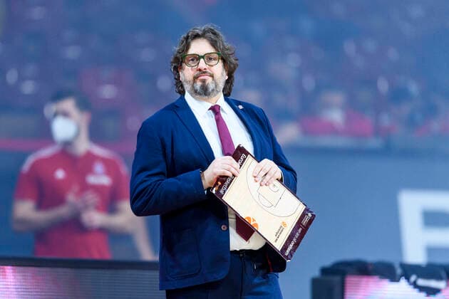 GER, easy credit BBl, FC Bayern Muenchen Basketball vs Fraport Skyliners 13 02 2022, Audi Dome, Muenchen, GER, easy credit BBl, FC Bayern Muenchen Basketball vs Fraport Skyliners, in picture Andrea Trinchieri coach FC Bayern Basketball nordphotoxGmbHx xStraubmeier nph00004