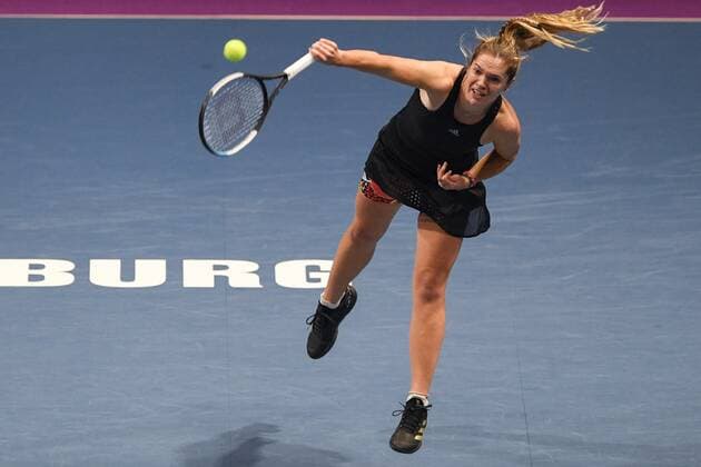 Russia Tennis St.Petersburg Ladies Trophy 2022 8113652 13.02.2022 Caty McNally, of the United States, returns a shot during the women s doubles tennis final match against New Zealand s Erin Routliffe and Poland s Alicja Rosolska at the St. Petersburg Ladies Trophy 2022 tennis tournament in St.Petersburg, Russia. Alexei Danichev Sputnik St. Petersburg Russia  Copyright: xAlexeixDanichevx