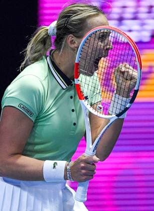 Russia Tennis St.Petersburg Ladies Trophy 2022 8113877 13.02.2022 Estonia s Anett Kontaveit celebrates the victory in the final single tennis match against Greece s Maria Sakkari at the St. Petersburg Ladies Trophy 2022 tennis tournament in St.Petersburg, Russia. Alexei Danichev Sputnik St. Petersburg Russia  Copyright: xAlexeixDanichevx