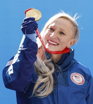 Beijing Olympics: Bobsleigh U.S. bobsleigh racer Kaillie Humphries poses with her gold medal for the women s monobob at the Beijing Winter Olympics on Feb. 14, 2022, in the Yanqing competition zone.  A14AA0001238507P
