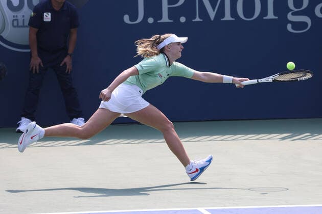 Jil Teichmann, SUI, during qualifying round of 2022 Dubai Championships in Dubai, 14 02 2022