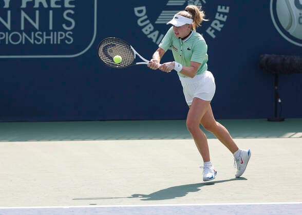 Jil Teichmann Tennis Dubai Tennis Championships 2022 WTA Dubai Duty Free Tennis Stadium Dubai United Arab Emirates 14 February 2022 Copyright: xJuergenxHasenkopfx