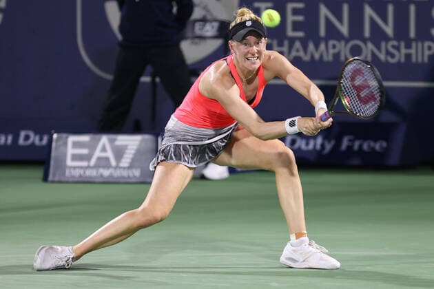 Alison Riske, USA, during first round of 2022 Dubai Championships in Dubai, 14 02 2022