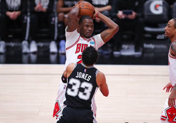 CHICAGO, IL - FEBRUARY 14: Chicago Bulls forward Javonte Green (24) in action during a NBA, Basketball Herren, USA game between the San Antonio Spurs and the Chicago Bulls on February 14, 2022 at the United Center in Chicago, IL. (Photo by Melissa Tamez Icon Sportswire) NBA: FEB 14 Spurs at Bulls Icon22021411