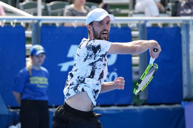 February 14, 2022, Delray Beach, Florida, United States: February, 14 - Delray Beach: Oscar Otte(GER) defeats Yoshihito Nishioka(JPN) 76(8) 63 during their first round match at the 2022 Delray Beach Open by Vitacost.com. Delray Beach United States - ZUMApa3_ 0150828195st Copyright: xAndrewxPatronx