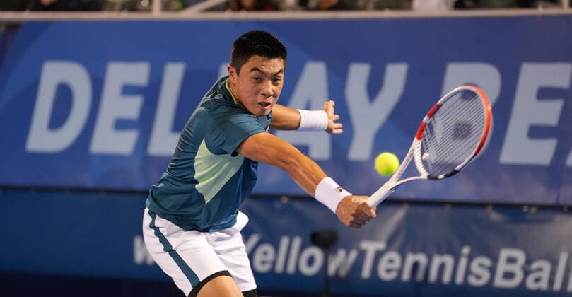 February 14, 2022, Delray Beach, Florida, United States: February, 14 - Delray Beach: Brandon Nakashima(USA) defeats Denis Kudla(USA) 61 61 during the first round of the 2022 Delray Beach Open by Vitacost held in Delray Beach, FL. Delray Beach United States - ZUMApa3_ 0150828432st Copyright: xAndrewxPatronx