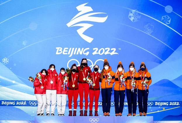 BEIJING 2022, speed skating, team pursuit women, award ceremony