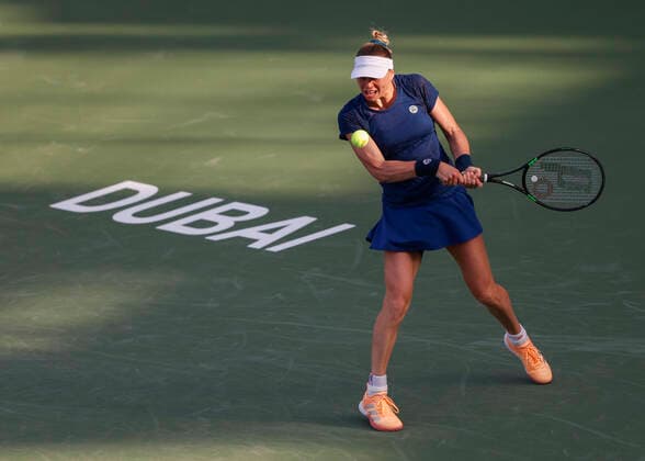 Vera Zvonareva, from above Tennis Dubai Tennis Championships 2022 WTA Dubai Duty Free Tennis Stadium Dubai United Arab Emirates 15 February 2022 Copyright: xJuergenxHasenkopfx