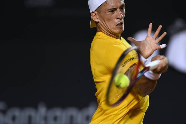Rio Open 2022 RIO DE JANEIRO, RJ - 15.02.2022: RIO OPEN 2022 - Sebastian Baez (ARG) in dispute with Thiago Monteiro (BRA) on the Guga Kuerten court, for the second round of the Rio Open 2022, held at the Jockey Club Brasileiro, which takes place from February 12 to 20, this Tuesday (15), at the Rio de Janeiro - RJ. (Photo: Celso Pupo Fotoarena) x2170571x  CelsoxPupo