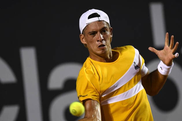 Rio Open 2022 RIO DE JANEIRO, RJ - 15.02.2022: RIO OPEN 2022 - Sebastian Baez (ARG) in dispute with Thiago Monteiro (BRA) on the Guga Kuerten court, for the second round of the Rio Open 2022, held at the Jockey Club Brasileiro, which takes place from February 12 to 20, this Tuesday (15), at the Rio de Janeiro - RJ. (Photo: Celso Pupo Fotoarena) x2170572x  CelsoxPupo
