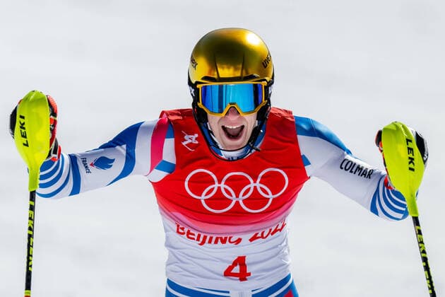 Bilder des Jahres 2022, Sport 02 Februar Sport Themen der Woche KW 07 220216 Clement Noel of France celebrates after competing in men?s alpine skiing slalom during day 12 of the 2022 Winter Olympics on February 16, 2022 in Beijing. Photo: Maxim Thore BILDBYRAN kod MT MT0325 alpint alpine Olympic Games, Olympische Spiele, Olympia, OS olympics winter olympics os ol olympiska spel vinter-os olympiske leker peking peking 2022 beijing 2022 beijing 2022 olympic games beijing 2022 winter olympic games peking-os beijing-ol vinter-ol 12 bbeng Jubel *** 220216 Clement Noel of France celebrates after competing in mens alpine skiing slalom during day 12 of the 2022 Winter Olympics on February 16, 2022 in Beijing Photo Maxim Thore IMAGE BODY code MT MT0325 alpine alpine olympic games olympics winter olympics os ol olympiska spel vinter os olympic games peking Beijing 2022 Beijing 2022 Beijing 2022 Olympic Games Beijing 2022 Winter Olympic Games Beijing Os Beijing ol Winter ol 12 bbeng Cheers,  Copyright: MAXIMxTHORE BB220216MT044