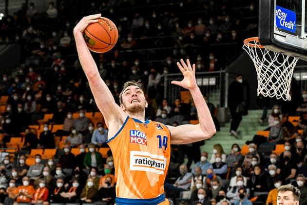 GER, BBL, ratiopharm Ulm vs Basketball Löwen Braunschweig 15.02.2022, ratiopharm arena, Neu-Ulm, GER, BBL, ratiopharm Ulm vs Basketball Löwen Braunschweig, im Bild Philipp Herkenhoff (Ulm, 14) nordphotoxGmbHx xHafner nph00200