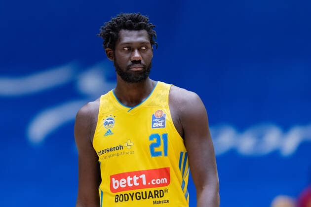 Fraport Skyliners Alba Berlin, easyCredit BBL Christ Koumadje Alba Berlin, 21 basketball game of the easyCredit BBL between the Fraport Skyliners and Alba Berlin on 15 February 2022 at the Ballsporthalle in Frankfurt am Main , Frankfurt am Main Hesse Germany Ballsporthalle