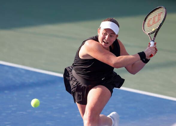 Jelena Ostapenko Tennis Dubai Tennis Championships 2022 WTA Dubai Duty Free Tennis Stadium Dubai United Arab Emirates 16 February 2022 Copyright: xJuergenxHasenkopfx