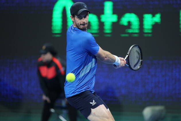 Andy Murray of Great Britain in action during his Round of 32 match with Taro Daniel of Japan in the Qatar ExxonMobil Open at Khalifa International Tennis and Squash Complex on February 14, 2022 in Doha, Qatar.  Copyright: xx