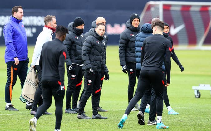 Europa League RB Leipzig training 16 12 2022 Leipzig, 16 02 2022, RBL training center, Europa League , RB Leipzig final training the day before RBL v Real San Sebastian , Pictured is coach Domenico Tedesco center, RB Leipzig , Picture Point