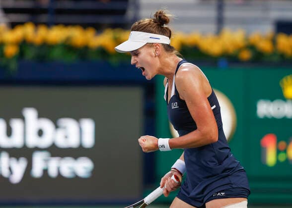 Veronika Kudermetova makes fist and cheers,jubilation,joy,emotion Copyright: xJuergenxHasenkopfx