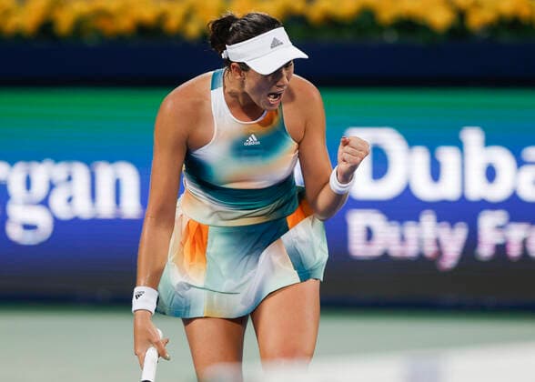 Garbine Muguruza makes a fist and cheers, cheers, joy, emotion Copyright: xJuergenxHasenkopfx