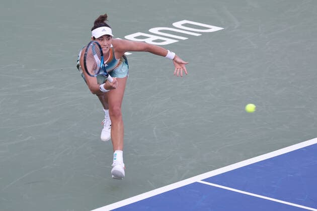 Garbine Muguruza, ESP, during second round of 2022 Dubai Championships in Dubai, 16 02 2022
