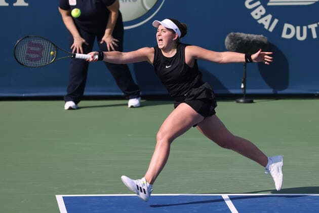 Jelena Ostapenko, LAT, during second round of 2022 Dubai Championships in Dubai, 16 02 2022