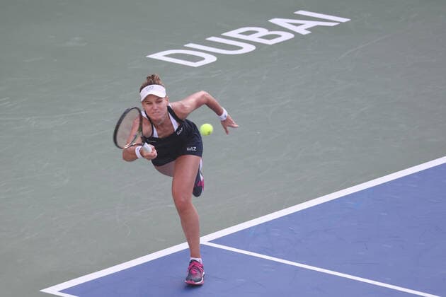 Veronika Kudermetova, RUS, during second round of 2022 Dubai Championships in Dubai, 16 02 2022