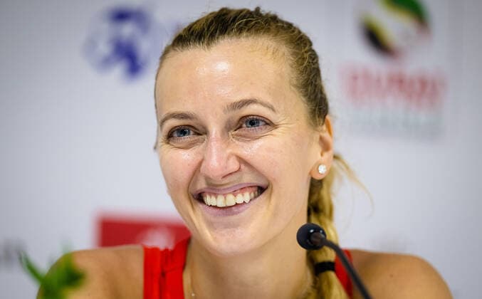 February 16, 2022, DUBAI, UNITED ARAB EMIRATES: Petra Kvitova of the Czech Republic talks to the media after the second round of the 2022 Dubai Duty Free Tennis Championships WTA, Tennis Damen 1000 tennis tournament against Aryna Sabalenka of Belarus DUBAI UNITED ARAB EMIRATES - ZUMAa181 20220216_zaa_a181_081 Copyright: xRobxPrangex