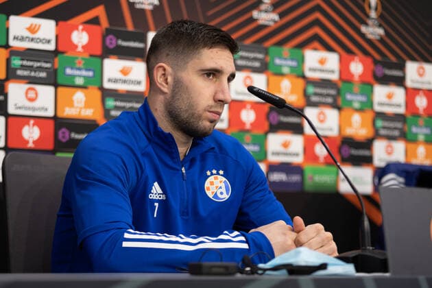 Dinamo Zagreb press conference, PK, Pressekonferenz and training, UEFA Europa League, Seville, Spain Seville, Spain. 16th, February 2022. Luka Ivanusec of Dinamo Zagreb seen during the press conference ahead of the UEFA Europa League quarter-final between Sevilla FC and Dinamo Zagreb in Seville. Seville Andalusia Spain  Copyright: xGonzalesxPhoto MarioxDiazxRaserox