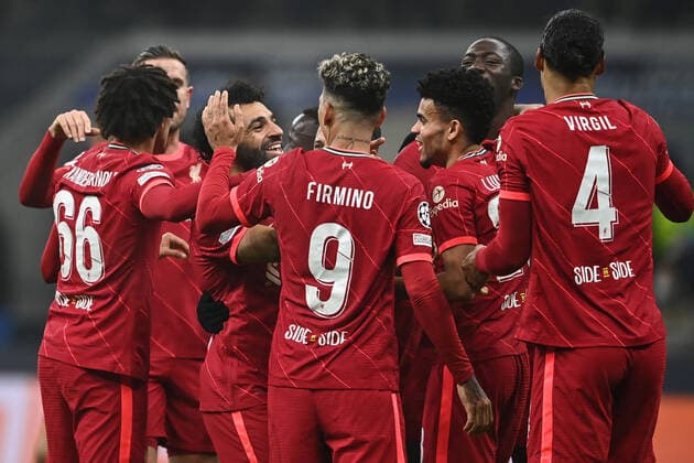 Sport Themen der Woche KW 07 Sport Bilder des Tages Mg Milano 16 02 2022 - Champions League Inter-Liverpool foto Matteo Gribaudi Image nella foto: esultanza gol Mohamed Salah 