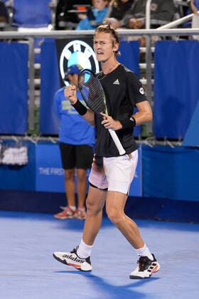 February 16, 2022, Delray Beach, Florida, United States: February, 16 - Delray Beach: Sebastian Korda(USA) celebrating here defeats Andrea Seppi(ITA) 75 63 at the 2022 Delray Beach Open by Vitacost.com. Delray Beach United States - ZUMApa3_ 0151113640st Copyright: xAndrewxPatronx