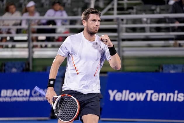 February 16, 2022, Delray Beach, Florida, United States: February, 16 - Delray Beach: Cameron Norrie(GBR) celebrating here, defeats Oscar Otte(GER) 75 63 at the 2022 Delray Beach Open by Vitacost.com. Delray Beach United States - ZUMApa3_ 0151113870st Copyright: xAndrewxPatronx