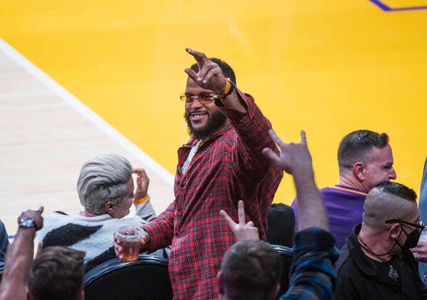 Basketball, NBA, Los Angeles Lakers - Utah Jazz, LA Rams Aaron Donald attends the game