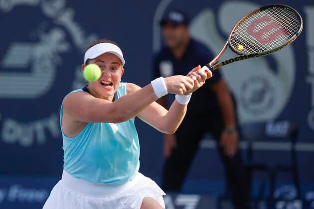 Jelena Ostapenko Tennis Dubai Tennis Championships 2022 WTA Dubai Duty Free Tennis Stadium Dubai United Arab Emirates 17 February 2022 Copyright: xJuergenxHasenkopfx