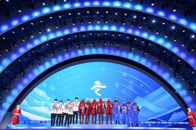BEIJING 2022, Short Track, 5000m Men, Award Ceremony