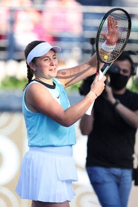 Jelena Ostapenko, LAT, during quarter finals of 2022 Dubai Championships in Dubai, 17 02 2022