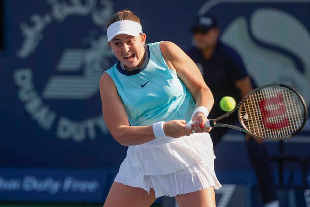 Jelena Ostapenko Tennis Dubai Tennis Championships 2022 WTA Dubai Duty Free Tennis Stadium Dubai United Arab Emirates 17 February 2022 Copyright: xJuergenxHasenkopfx