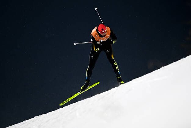 China Olympics 2022 Nordic Combined Team 8118374 17.02.2022 Germany s Eric Frenzel competes in the cross-country race of the nordic combined men s team large hill 4x5 km event during the Beijing 2022 Winter Olympic Games, Olympische Spiele, Olympia, OS at the National Ski jumping, Skispringen, Ski, nordisch Centre in Zhangjiakou, China. Alexey Filippov Sputnik Zhangjiakou China  Copyright: xAlexeyxFilippovx