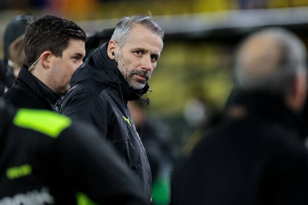 17 02 2022, football, 2021 2022 season, UEFA Europa League, play offs, Borussia Dortmund Glasgow Rangers, head coach Marco Rose Borussia Dortmund photo Dennis Ewert RHR FOTO Dortmund Signal Iduna Park NRW Germany xRHR FOTO DEx