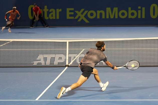 Doha, 17.02.2022 TENNIS MEN TOURNAMENT ATP, Tennis Herren 250 DOHA QATAR EXXONMOBIL OPEN NZ Nikoloz Basilaszwili FOT. Dominik Buszek 400mm NEWSPIX.PL --- Newspix.pl  22-02-170090.jpeg