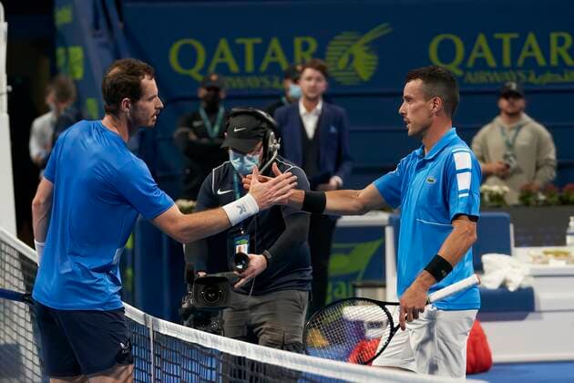 Doha, 17.02.2022 TENNIS MEN TOURNAMENT ATP, Tennis Herren 250 DOHA QATAR EXXONMOBIL OPEN NZ andy murray , Roberto Bautista-Agut FOT. Dominik Buszek 400mm NEWSPIX.PL --- Newspix.pl  22-02-170119.jpeg