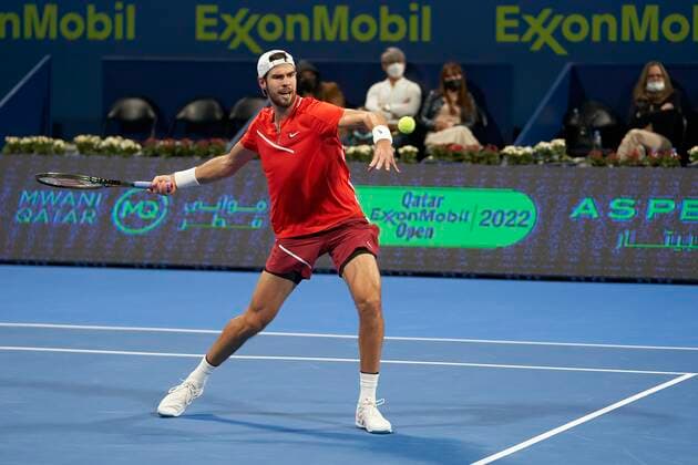 Doha, 17.02.2022 TENNIS MEN TOURNAMENT ATP, Tennis Herren 250 DOHA QATAR EXXONMOBIL OPEN NZ Karen Chaczanow FOT. Dominik Buszek 400mm NEWSPIX.PL --- Newspix.pl  22-02-170168.jpeg