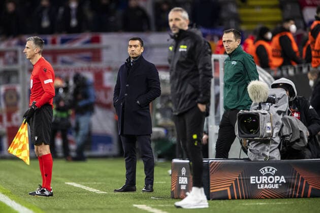 Mandatory Credit: Photo by Kirk O Rourke Rangers FC Shutterstock (12811477ca) Rangers Manager Giovanni van Bronckhorst during the Europa League match at the Signal Iduna Park, Dortmund. Borussia Dortmund v Rangers, UEFA Europa League, Round of 32, Westfalenstadion, Dortmund, Germany - 17 Feb 2022 Borussia Dortmund v Rangers, UEFA Europa League, Round of 32, Westfalenstadion, Dortmund, Germany - 17 Feb 2022  Copyright: xKirkxO Rourke RangersxFC Shutterstockx 12811477ca