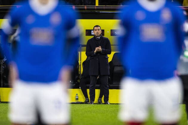 Mandatory Credit: Photo by Kirk O Rourke Rangers FC Shutterstock (12811477bx) Rangers Manager Giovanni van Bronckhorst during the Europa League match at the Signal Iduna Park, Dortmund. Borussia Dortmund v Rangers, UEFA Europa League, Round of 32, Westfalenstadion, Dortmund, Germany - 17 Feb 2022 Borussia Dortmund v Rangers, UEFA Europa League, Round of 32, Westfalenstadion, Dortmund, Germany - 17 Feb 2022  Copyright: xKirkxO Rourke RangersxFC Shutterstockx 12811477bx