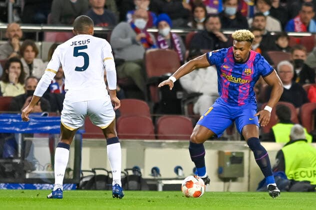 February 17, 2022, Barcelona, Spain: Adama Traore of FC Barcelona, Barca during the UEFA Europa League match between FC Barcelona and SSC Napoli at Camp Nou in Barcelona, Spain. Barcelona Spain - ZUMAd159 20220217_zia_d159_013 Copyright: xGerardxFrancox