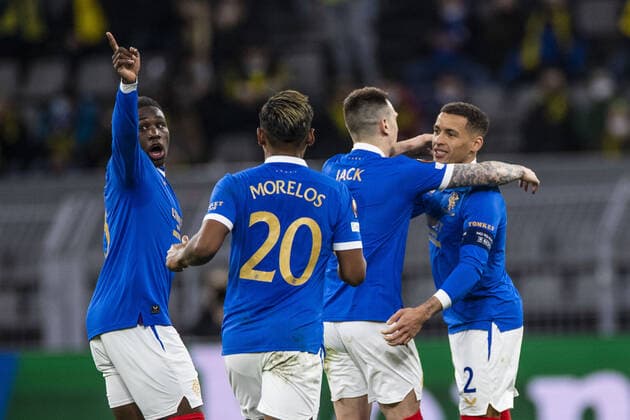 Mandatory Credit: Photo by Kirk O Rourke Rangers FC Shutterstock (12811477cw) Rangers Defender James Tavernier celebrates scoring his sides first goal during the Europa League match at the Signal Iduna Park, Dortmund. Borussia Dortmund v Rangers, UEFA Europa League, Round of 32, Westfalenstadion, Dortmund, Germany - 17 Feb 2022 Borussia Dortmund v Rangers, UEFA Europa League, Round of 32, Westfalenstadion, Dortmund, Germany - 17 Feb 2022 Copyright: xKirkxO Rourke RangersxFC Shutterstockx 12811477cw